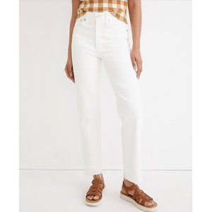 Madewell Sz 26 The Perfect Vintage Straight Jean White Ripped ND516
